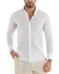 Camisa de hombre de lino con cuello francés