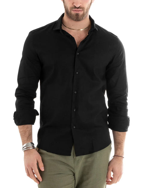 Camisa de hombre de lino con cuello francés